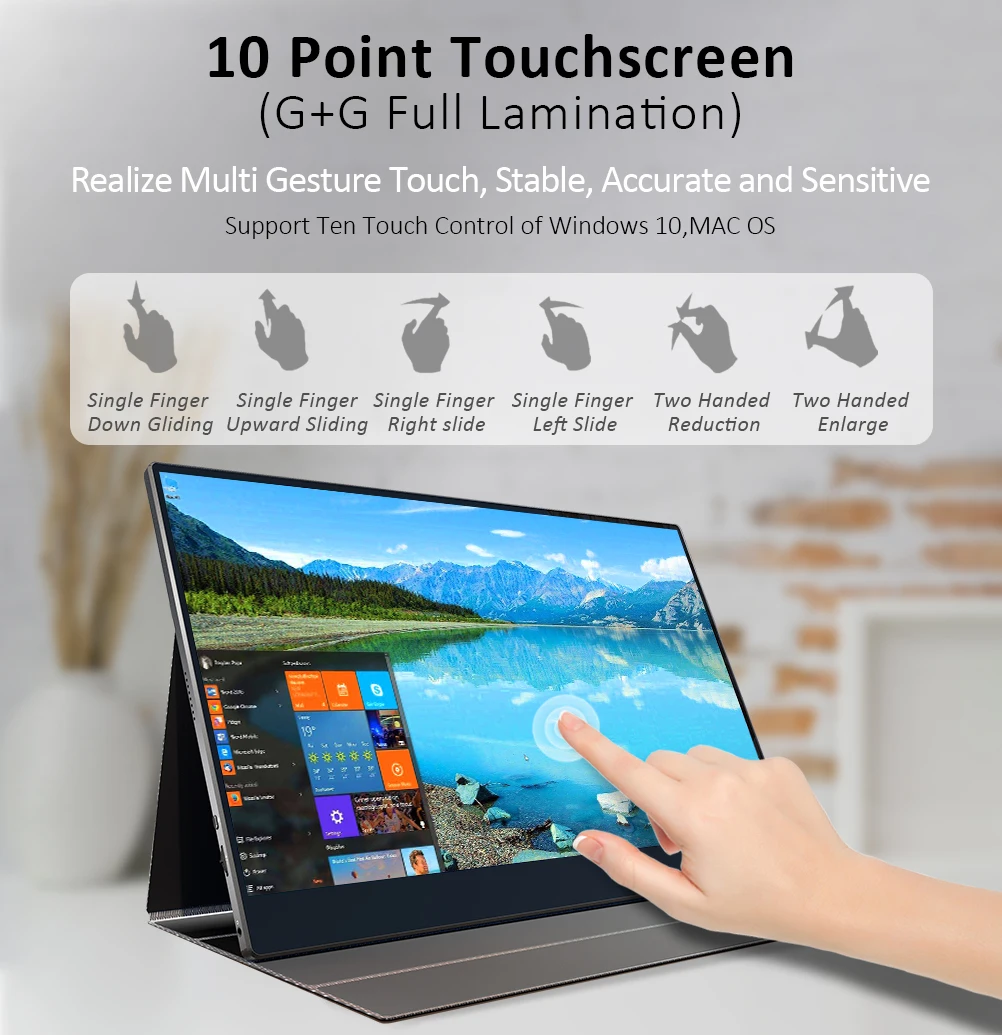 SIBOLAN 15.6 Inch Hdr Thin HD Resolution High End Uhd Gaming Type-c Ips Display Portable 4K Touch Screen Dual Monitor