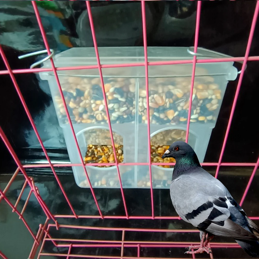 

Pigeon Two Hole Hanging Cage Box Automatic Feeder Large Capacity Food Trough Food Storage Case Birds Supplies Dropship