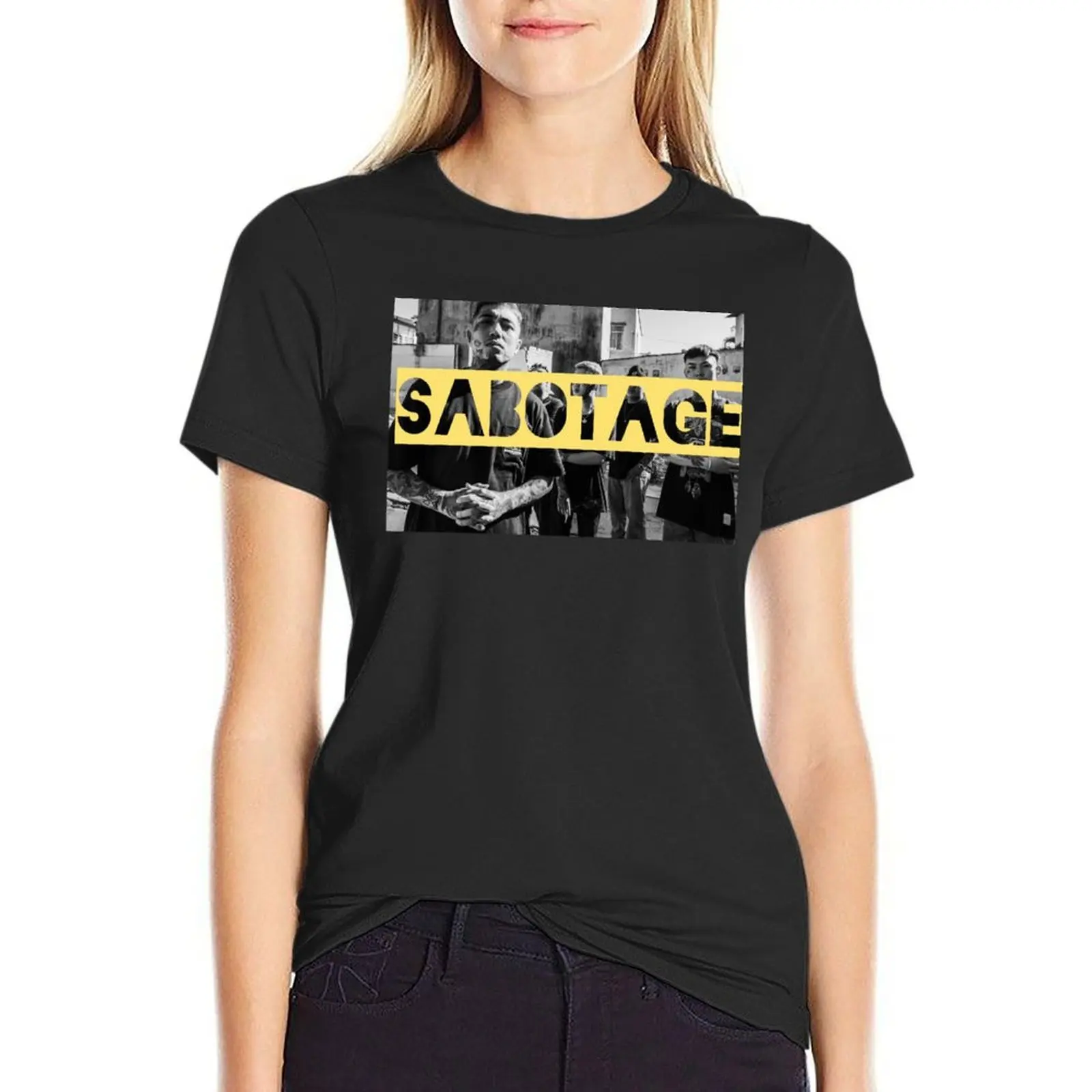 

SABOTAGE T-Shirt graphics customs design your own lady clothes plus size t shirts for Women loose fit