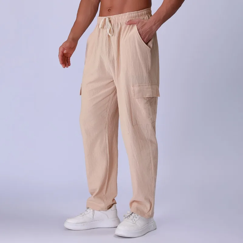 

Men's Four-season Thin Breathable Multi-pocket Work Trousers Loose Casual and Trendy Versatile Drawstring Pants