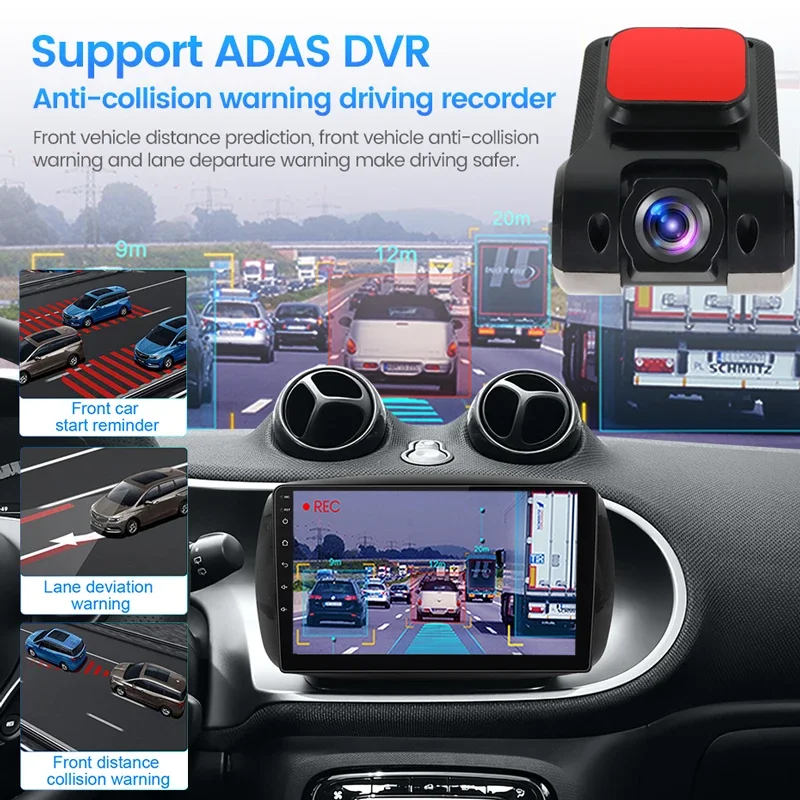 Cámara de salpicadero de Radio para coche Android, USB HD, gran angular de 170 grados, grabadora frontal ADAS Dashcam Android DVR, grabadora automática