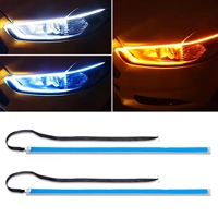 1pcs 12V LED DRL Car Daytime Running Light Flexible Waterproof Strip Auto Headlights White Turn Signal Yellow Brake Flow Lights