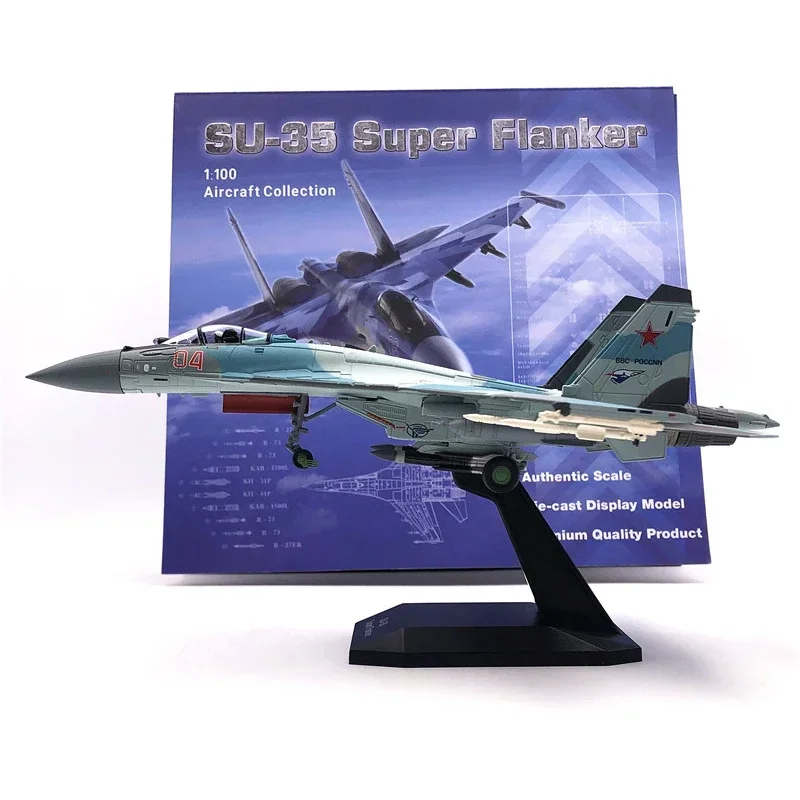 1/100 Scale SU35 Fighter Jet Model Detailed Camo Russia Airforce Diecast Alloy Collectible Ornament