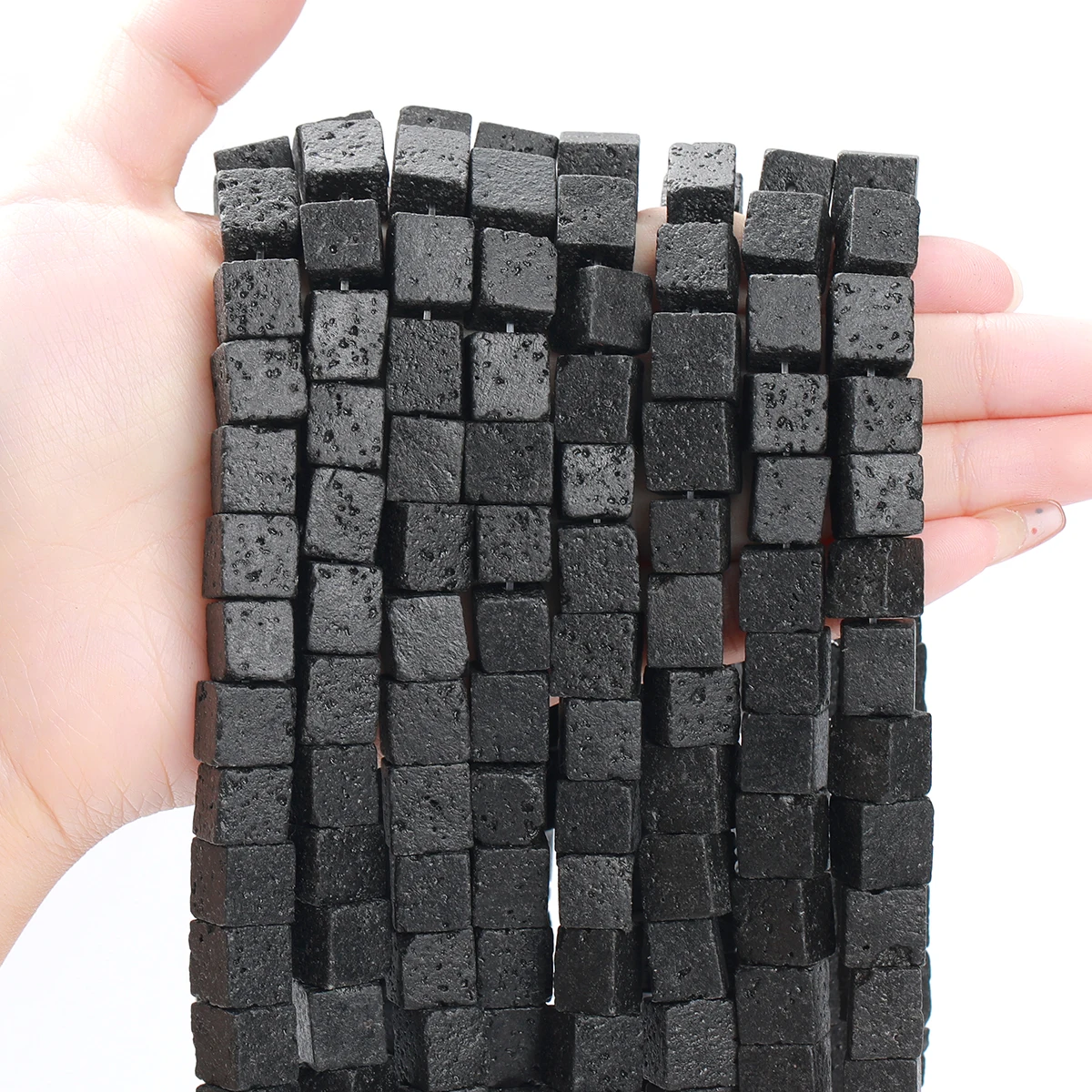 الجملة الحمم البركانية الطبيعية حجر مربع الشكل حبة فاصل فضفاض لصنع المجوهرات عقد دي اي واي سوار الإكسسوار 15 "بوصة #6