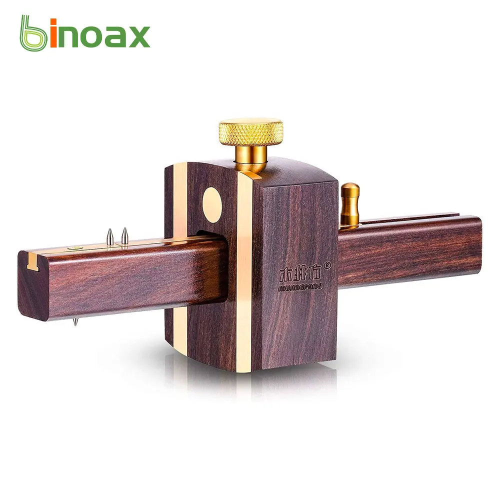 Binoax Marking Gauge EnPoint Ebony Mortise Square Gauge 165 mm Sliding Mark Scraper with Brass Screw Type Woodworking