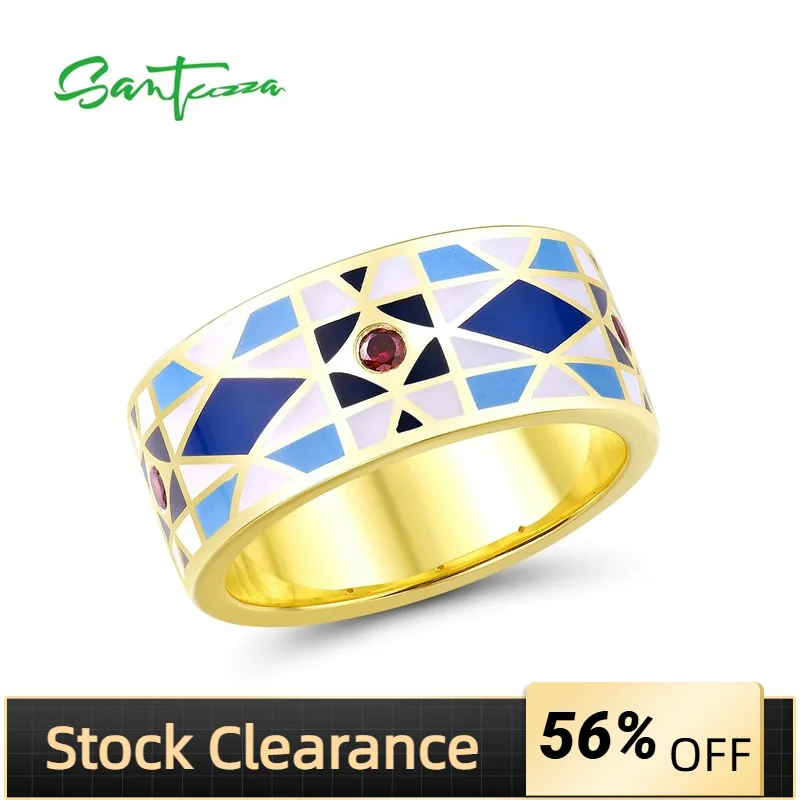 

Женское кольцо из серебра 925 пробы, с синим ромбом и эмалью