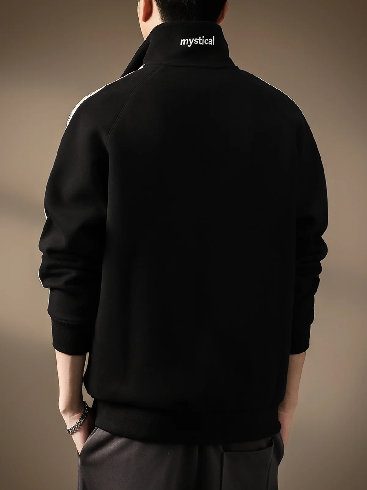 High-End American Sle Open Cardigan Sweatirt Jaet Men's 420g Heavyweight Trendy Loose Stand Collar Autumn New Sport Jac...