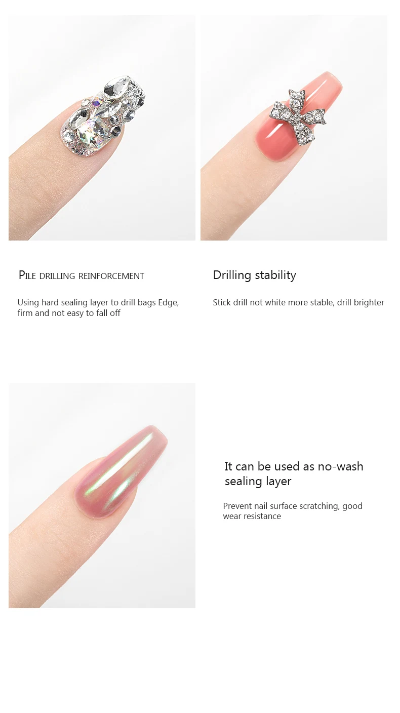 RSNAIL 5 IN 1 Japanischer Hard Top Coat 15g Strass No-Wipe Top Coat Effizientes Funktionsgel Wasser-Nagelkunst-Gel DIY-Design – Detail 6