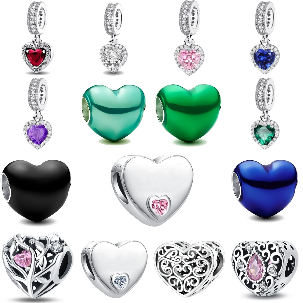 

2025 New 925 Sterling Silver Heart Love Colorful Vine Pendant Charm Bead fit Original Bracelet Trinket DIY Women Jewelry Dangle