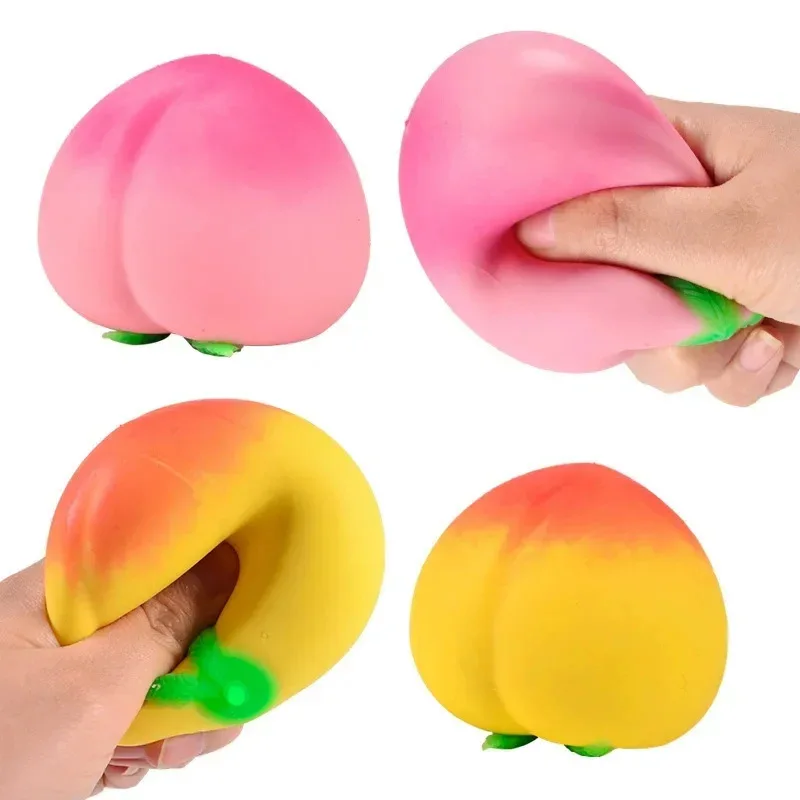 Realistischer Pfirsich-Squishy-Stressball für den Schreibtisch, weicher, langsam aufsteigender sensorischer Entspannungsball, Anti-Angst-Fidget-Gadget