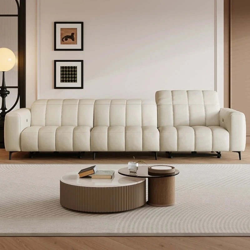 

Sofa Italian Minimalist Leather Sofa Small Apartment Living Room Multi-Functional Electric Sofa