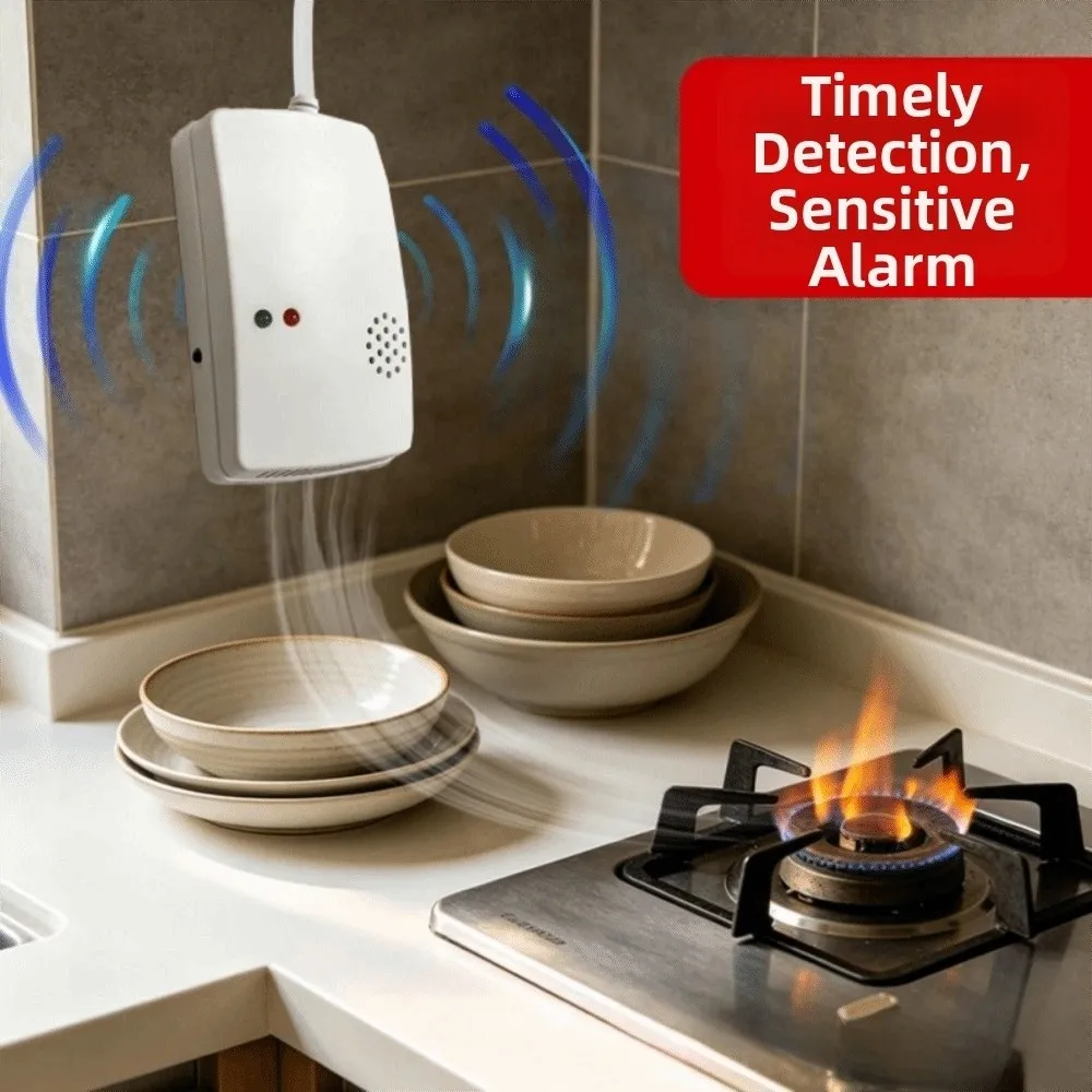 Compact Gas Leak Detector Wall Mounted Indicator Light Combustible Gas Leak Alarm High Quality 220V Natural Gas Alarm Sensor