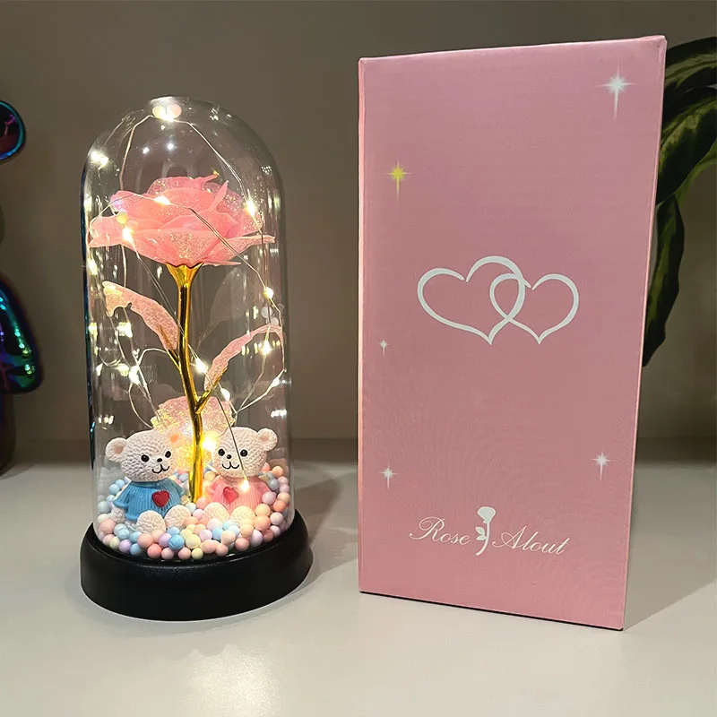 1pc Colorful Rose Luminous Flower Plastic Cover Gift for Women, Perfect Gift for Valentine's Day, Christmas, New Year Day, Mothe