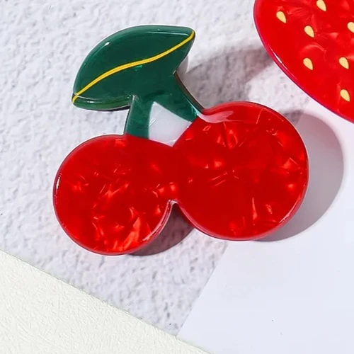 Imagen 1 del producto Clip de garra de cereza de acetato de nicho más vendido, agarre para el cabello inspirado en frutas francesas para la parte posterior de la cabeza