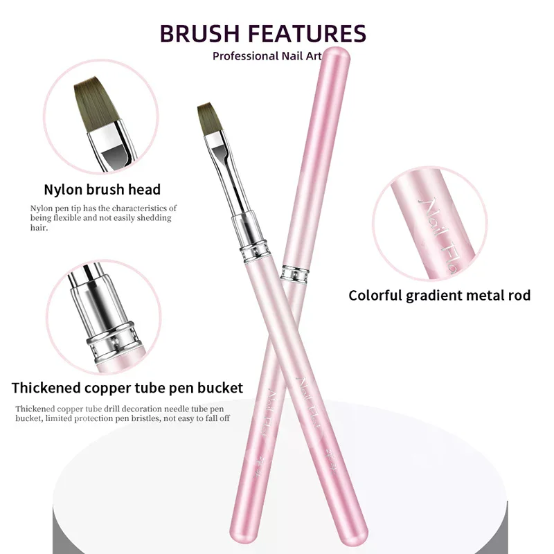 1 Pcs Gradient Metal Handle Nail Art Brush Triangular Drawing Painting Line Pen Liner French Manicure Tools