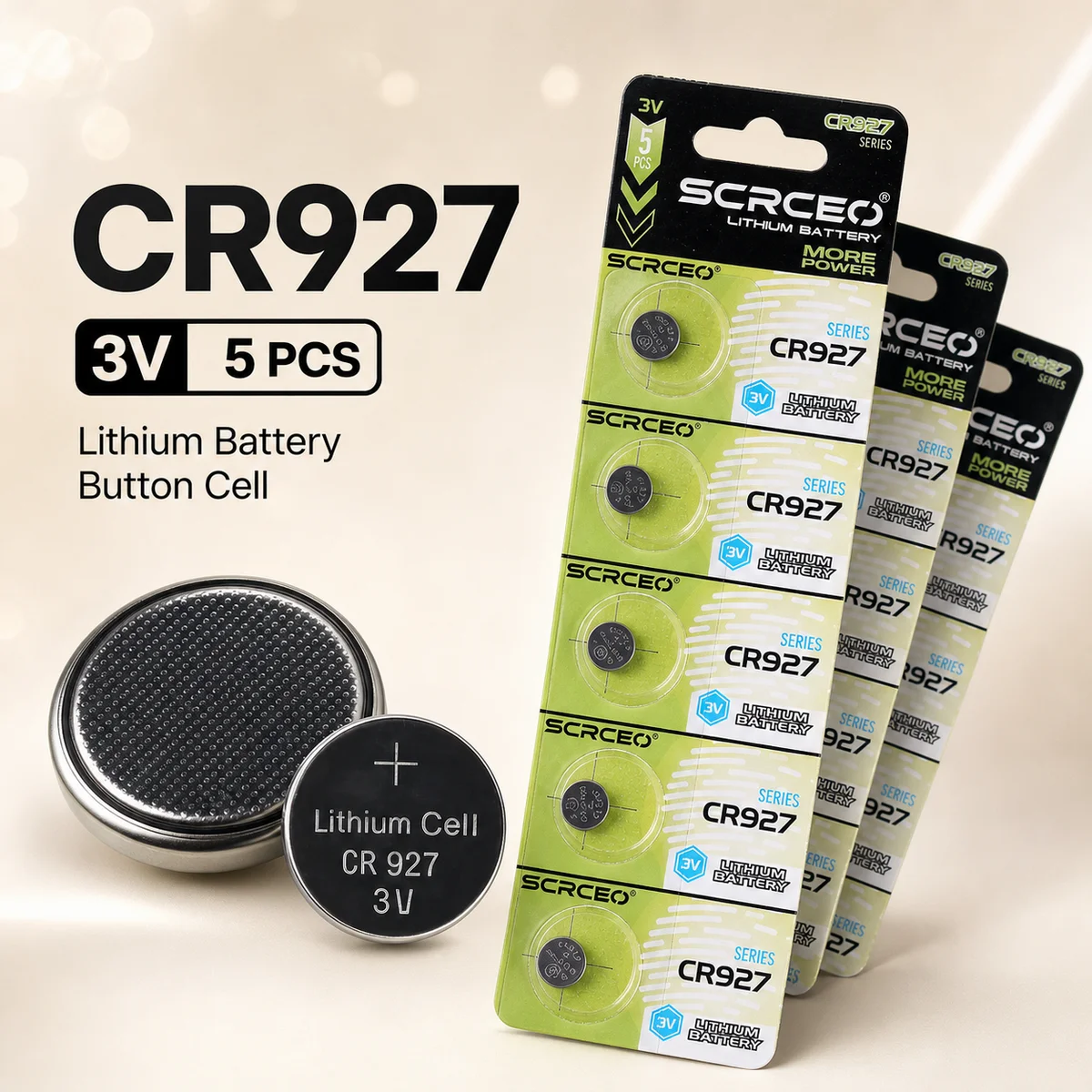 

Lithium Coin Cell Battery CR927 3V 5-100PCS Child Resistant Pack, 927 BR927 DL927 LM927 5011LC For Small Electronics Devices