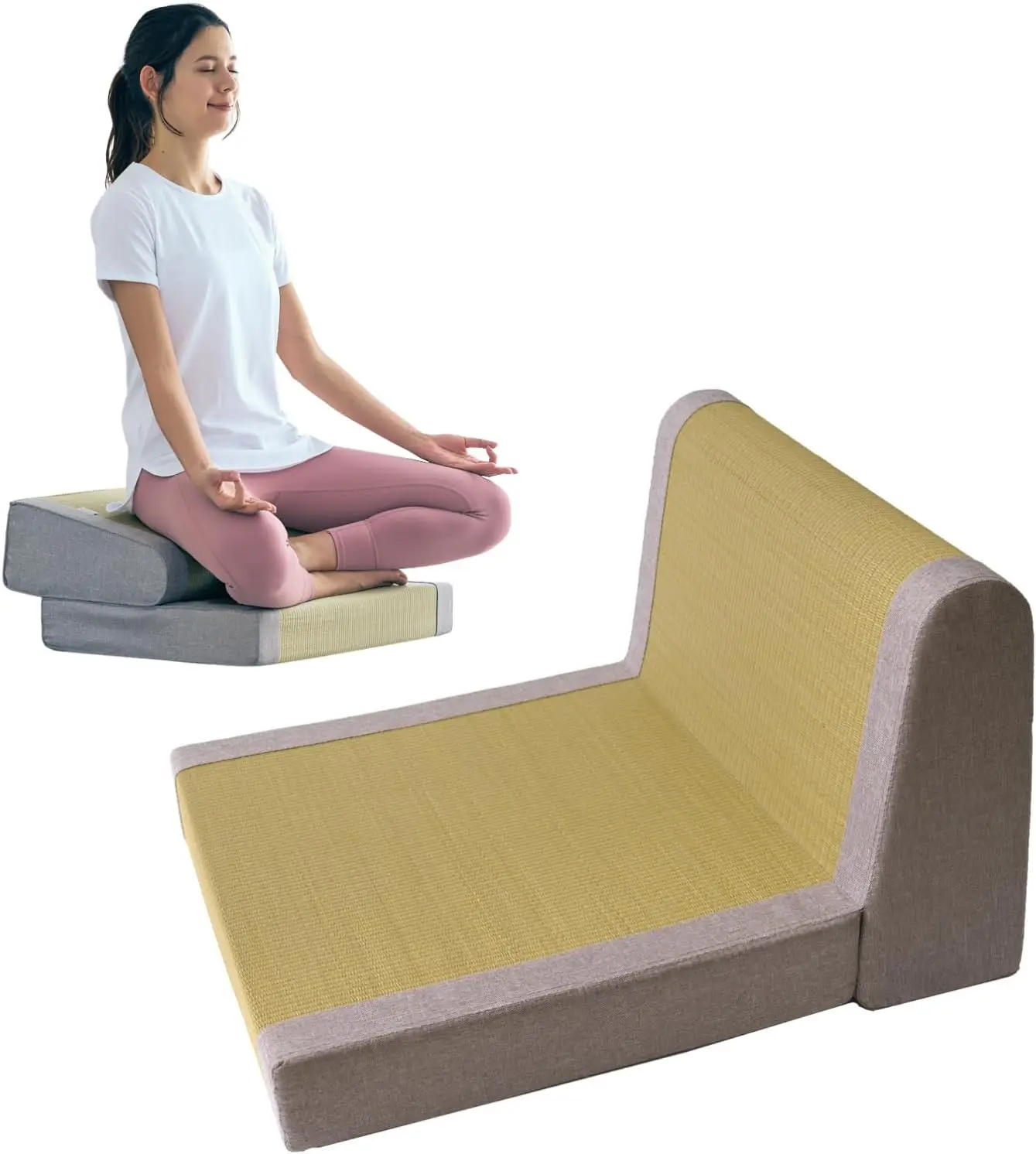 Foldable Igusa Tatami Floor Chair - Zen Meditation Cushion and Seat, Dual-Purpose, Eco-Friendly, Handmade with Natural Materials