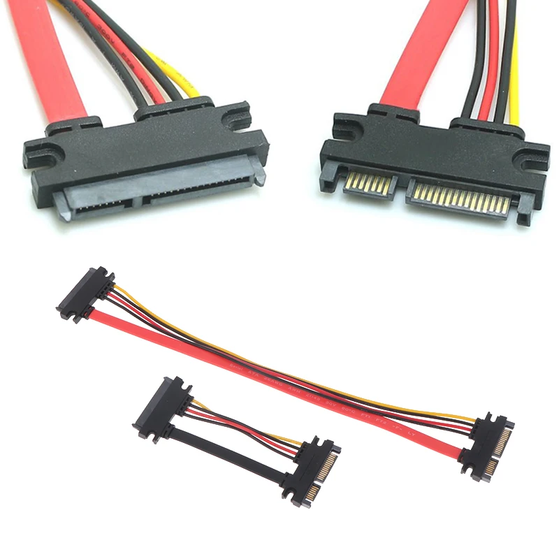 1Piece SATA 22 Pin Male To Female Sata Extension SATA 3 III 22 Pin Male to Female 7+15 Pin SATA Data Power Combo Extension Cable