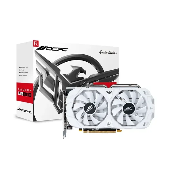 Hot Selling New Radeon RX 580 8GB Graphics Card Elegant White Exterior with 256-Bit GDDR5 6Pin Desktop Gaming Video Card AMD GPU