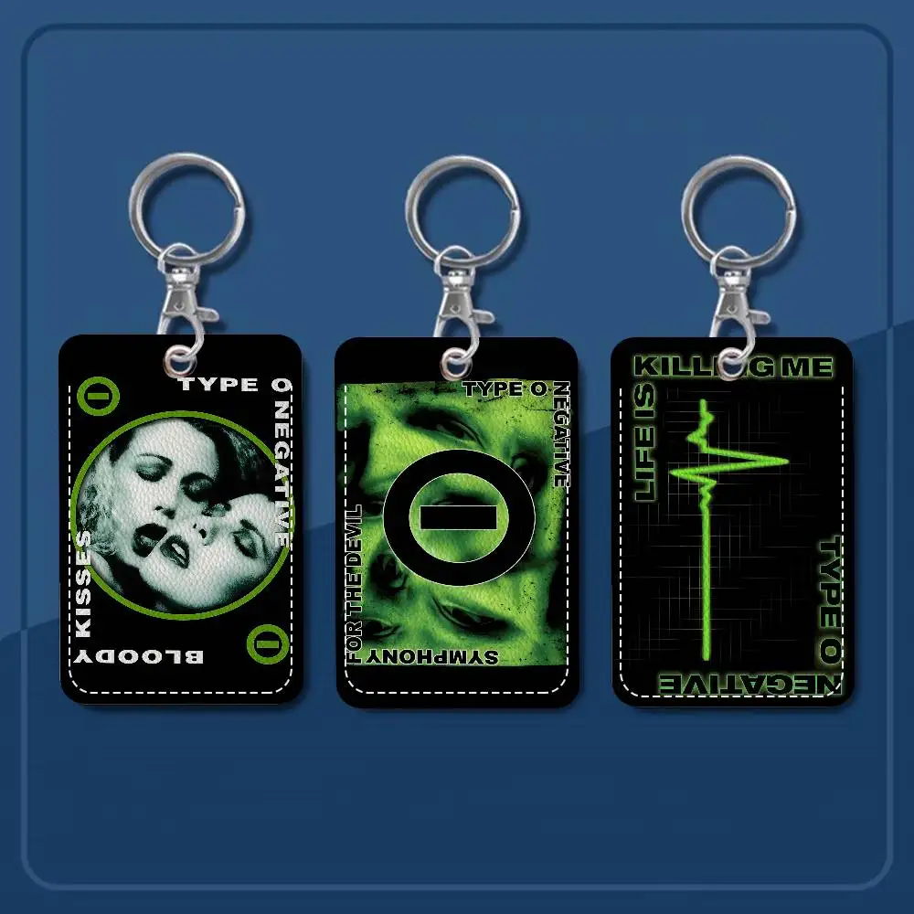Classic Band T-Type O N-Negative Style PU Access Card Holder With Keychain - Executive Protection For Bank Card,Subway