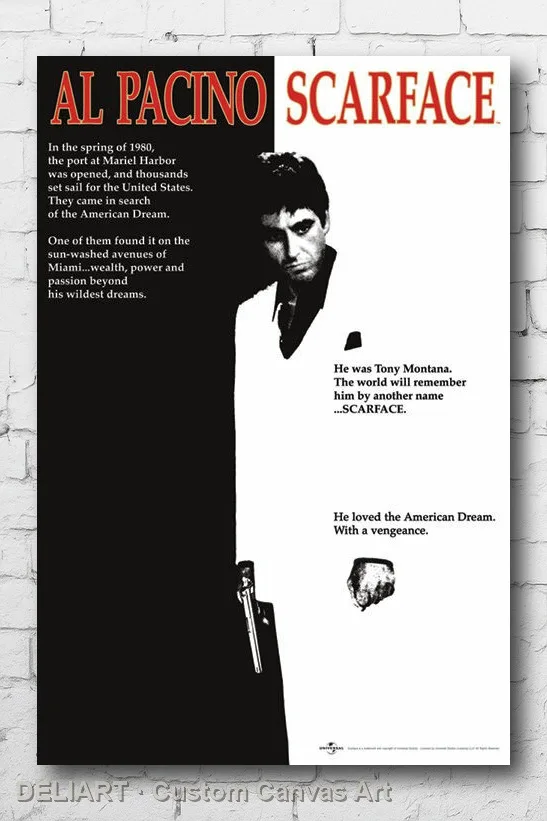 

SCARFACE - CLASSIC Canvas Movie Poster Custom Size Available Room Decoration Home Decor Wall Art