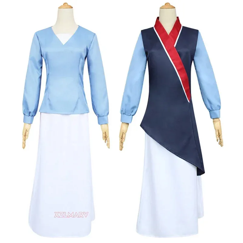 للجنسين الرجال النساء أنيمي هوا مولان فستان تأثيري فستان أزرق أحمر فستان الأميرة الكبار تأثيري حلي هالوين المرحلة زي Hanfu