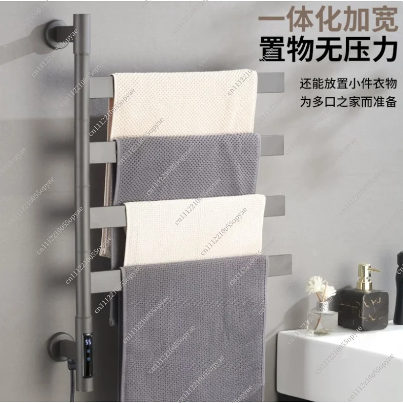 180° Rotatable Smart Electric Heated Towel Rack Stainless Steel Bathroom Towel Dryer With Touch Control