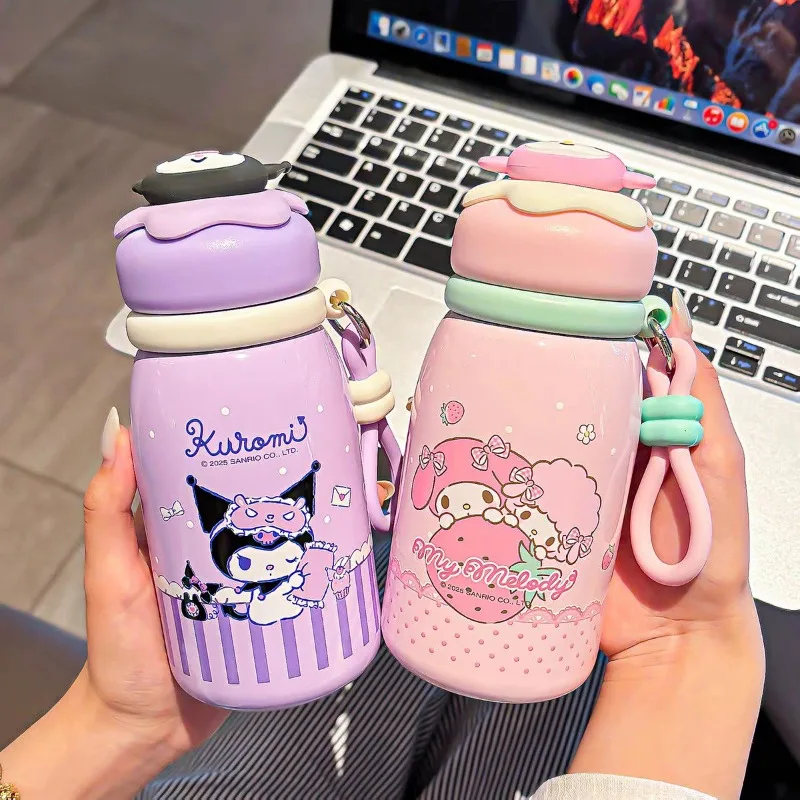 

Kawaii Kuromi My Melody Cinnamoroll Pochacco Sanrio Student Cute Cartoon Stainless Steel Thermos Cup Straw Cup Gift for Kids
