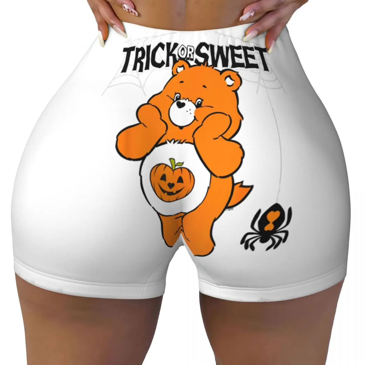 Care Bears Trick Or Sweet Bear High Waist Yoga Shorts for Women Scrunch Fitness Workout Gym Wear