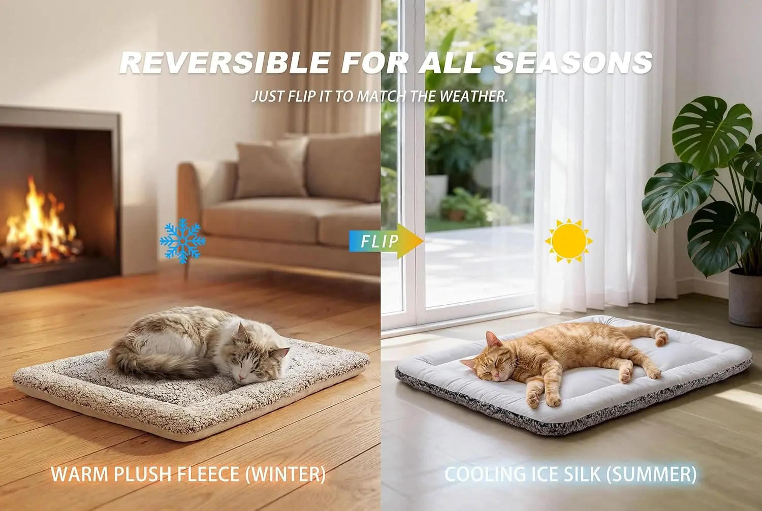 Self Warming Cat Bed, Reversible Self Heating Cat Pad, Gray, 18 x 24 Inches