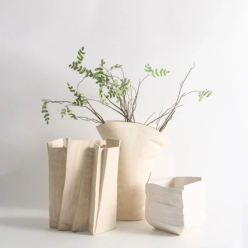 Modern minimalist creative geometric ceramic vase ornament flower arranger