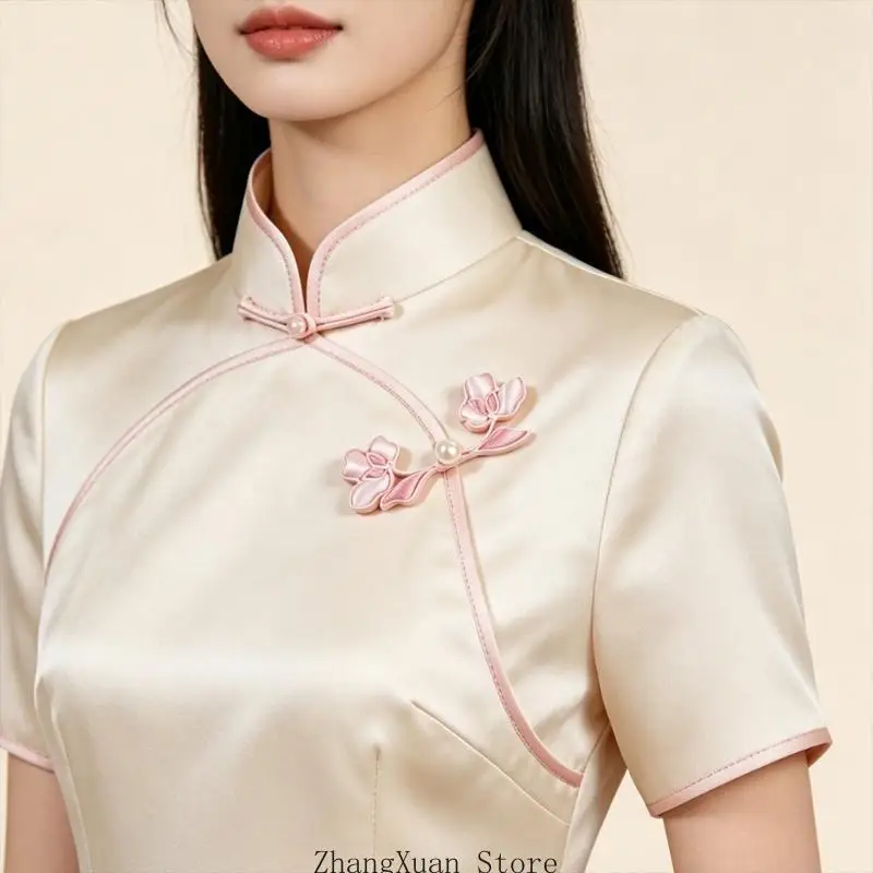 Nähknopf für traditionelle Outfits, handgefertigtes Blumenzweig-Qipao-Detail für DIY-Kleidungsreparaturen und – Detail 4