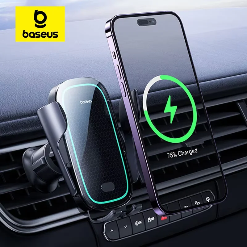 Baseus Car Phone Holder Infrared Wireless Charger for iPhone Samsung Xiaomi Realme Phone Holder Car Holder Air Vent Mount Holder