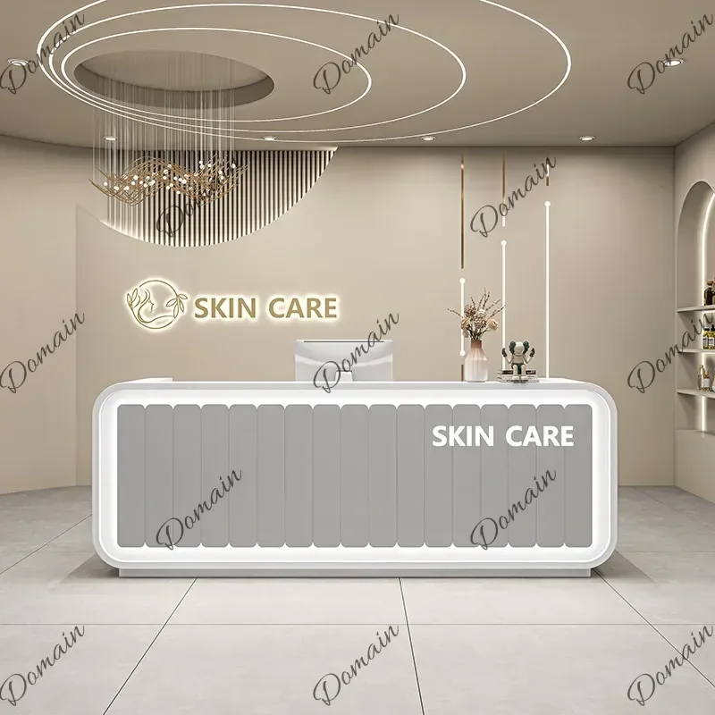 46 XBeauty Salon Clothing Store Cream Style Reception Counter Customer Center Office Table Bureaux De Travail Mesa De Computador