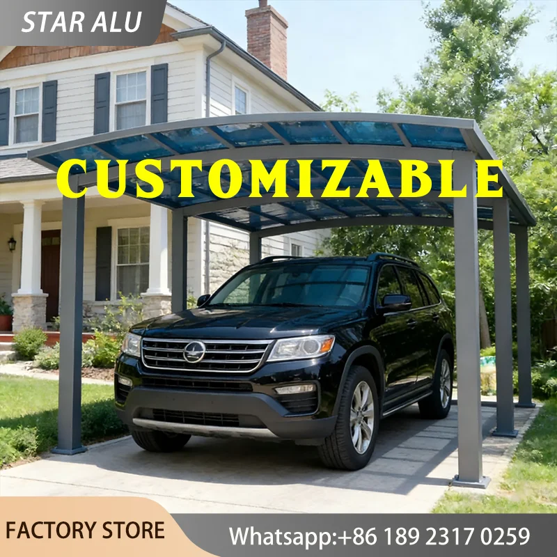 Custom Size Aluminum Carport Polycarbonate Awning Canopy Roof Heavy Duty Outdoor Patio Shelter Rain Sunshade Snow Load Parking