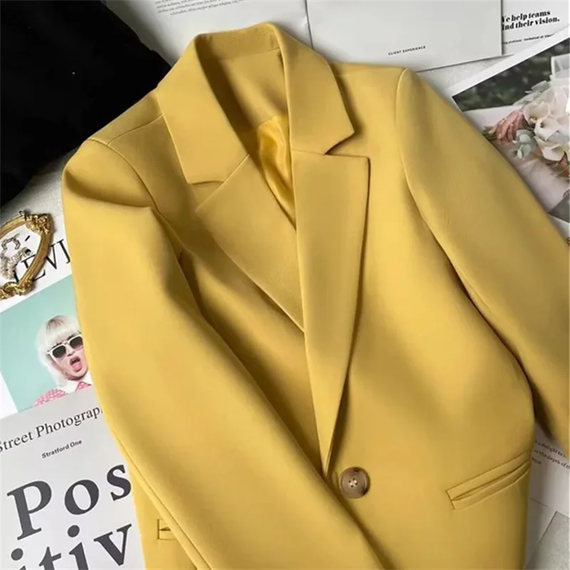 New Blazer Women Coat Spring Office Lady Blazer Womens Vintage Casual Loose Korean Version Small Suit Jacket Outwear