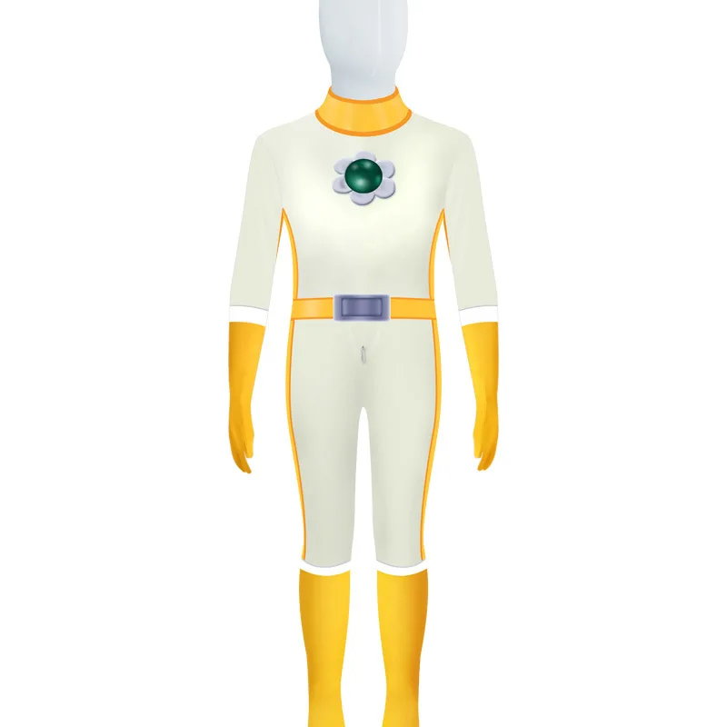 Costume de cosplay de princesse pêche pour adultes et enfants, combinaison en polyester, costume de batterie Zentai, costume de fête d'Halloween, combinaison de film