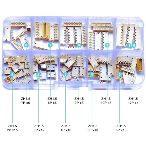 JST-ZH 1.5mm Pitch SMT Header IC Socket Plug Adapter, Surface Mount Side Type Right Angle Header for PCB, JST-ZH SMT