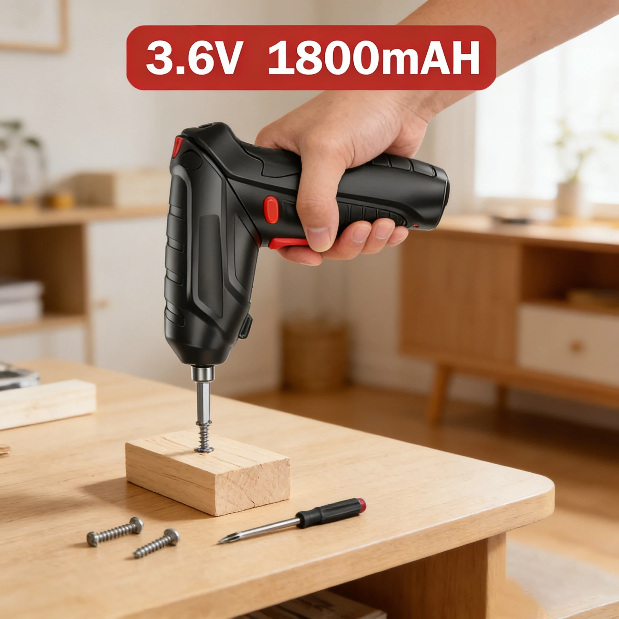 47 PCS 3.6V Cordless Electric Screwdriver Set 1800mAh Rechargeable Portable Power Tool for Home DIY Repair