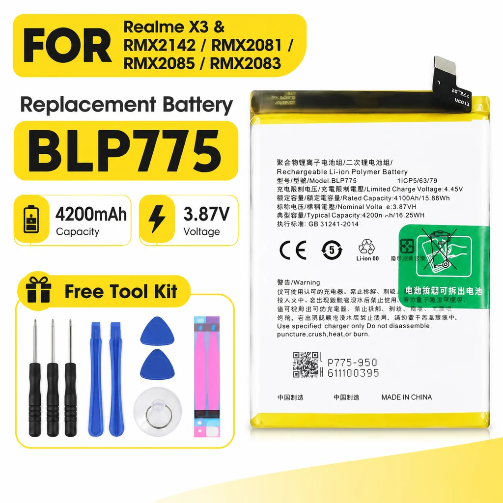 4200mAh Replacement Battery BLP-775 For OPPO and For Realme X3 X50 X3 Super Zoom RMX2142 RMX2081 RMX2083 RMX02085 Repair Part
