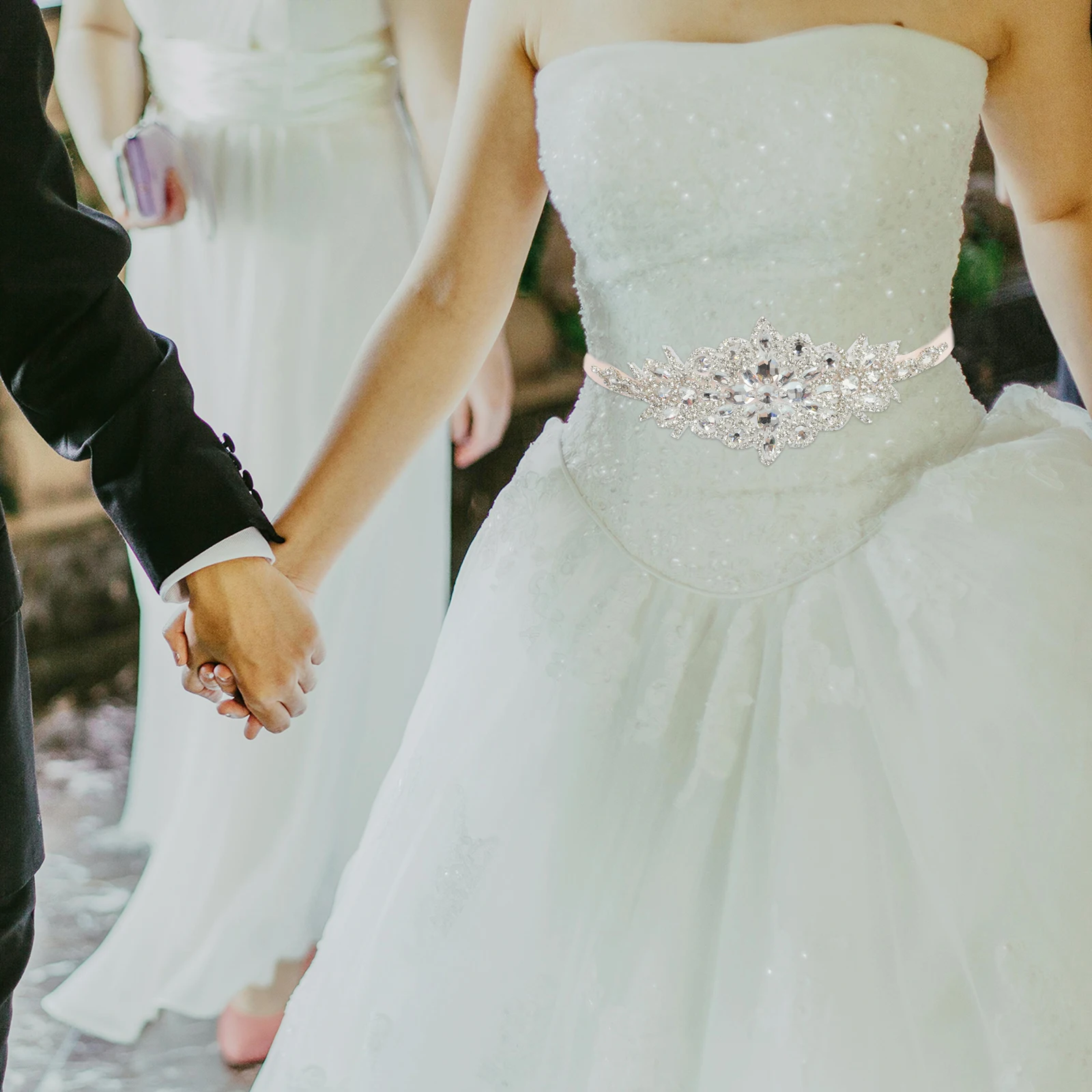 

Rhinestone Wedding Belt Crystal Bridal Waistb Silk Bling Dress Accessory Bridesmaid Formal Event Party Longtime Use