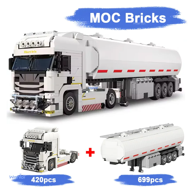 

421 шт., европейские строительные блоки с головой грузовика, креативный подключаемый контейнер, модель прицепа, кирпичи, игрушки «сделай сам» для детей, праздничные подарки