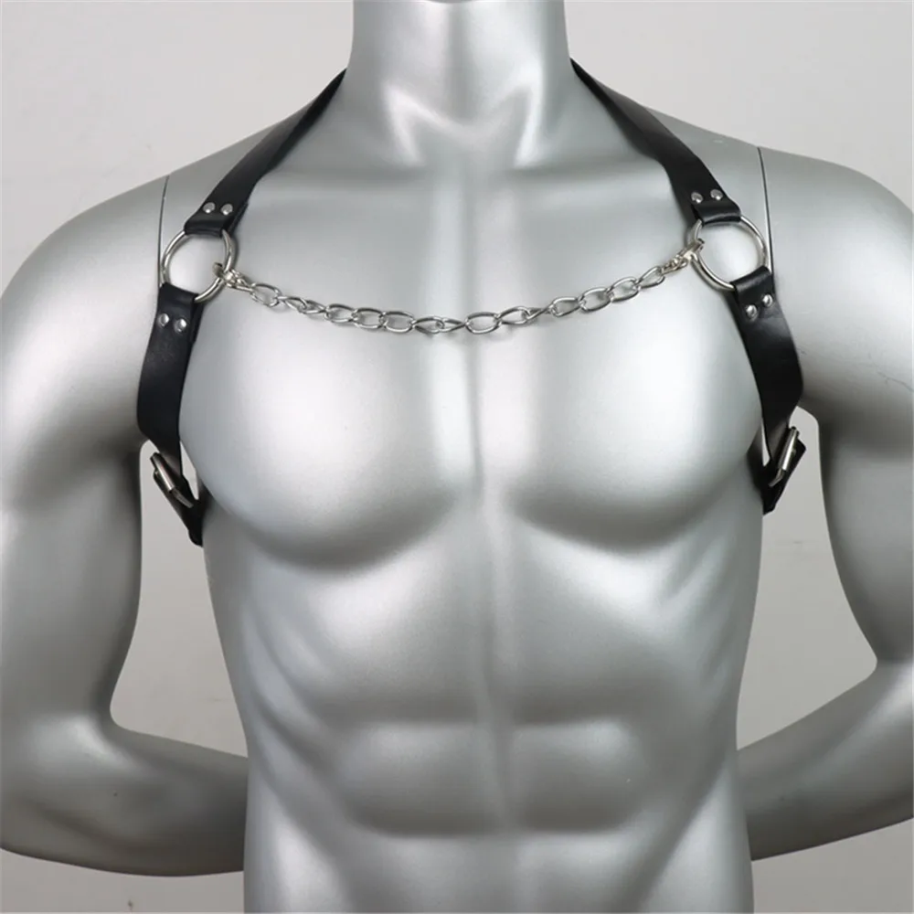 Male Leather Lingerie Sexual Chest Harness Men Adjustable Rave Gay Clothing BDSM Fetish Full Body Harness Belt Strap for Sex