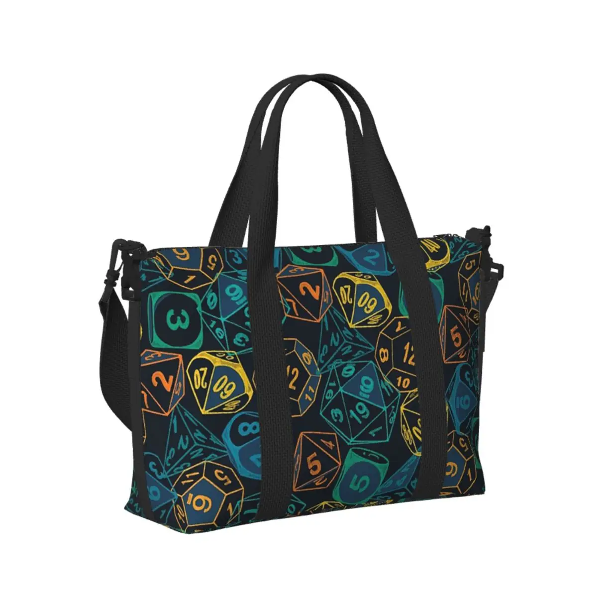 

Custom RPG Dice Teal Cluster Beach Travel Bag Large Capacity Tote Bags for Gym Yoga Women Shopping Duffle Shoulder Bag