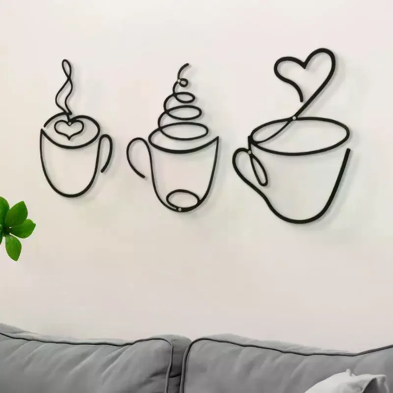 1PC Creative Coffee Wall Hangings Coffee Shop Decorations Interior Wall Decorations Wall Hanging Iron Paintings
