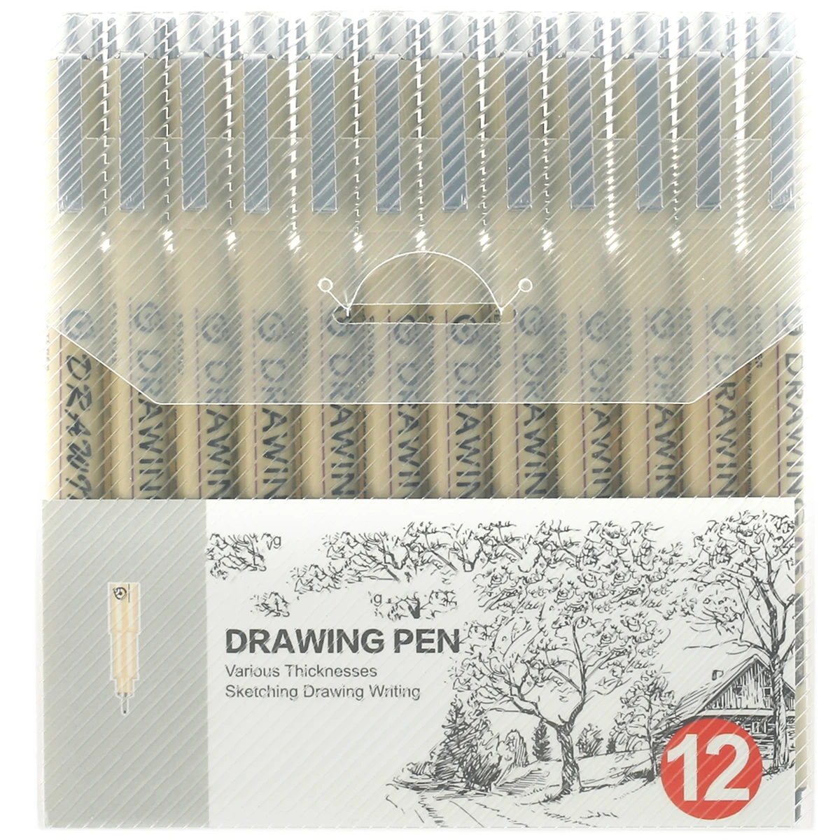 12Pcs Fineliner Pens Set Waterproof Manga Markers Pen Hand-painted Micro-line Pen Quick Drying Sketch Pens Set Black Fine Line