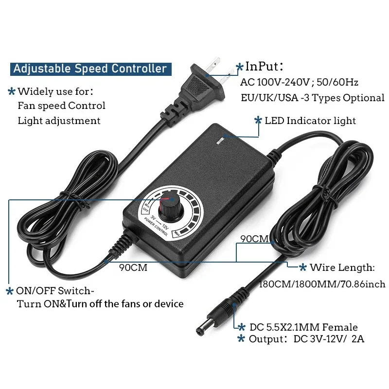 พัดลมระบายความร้อน120มม. 3000รอบต่อนาทีพร้อมตัวควบคุม12ซม. 12V 220V