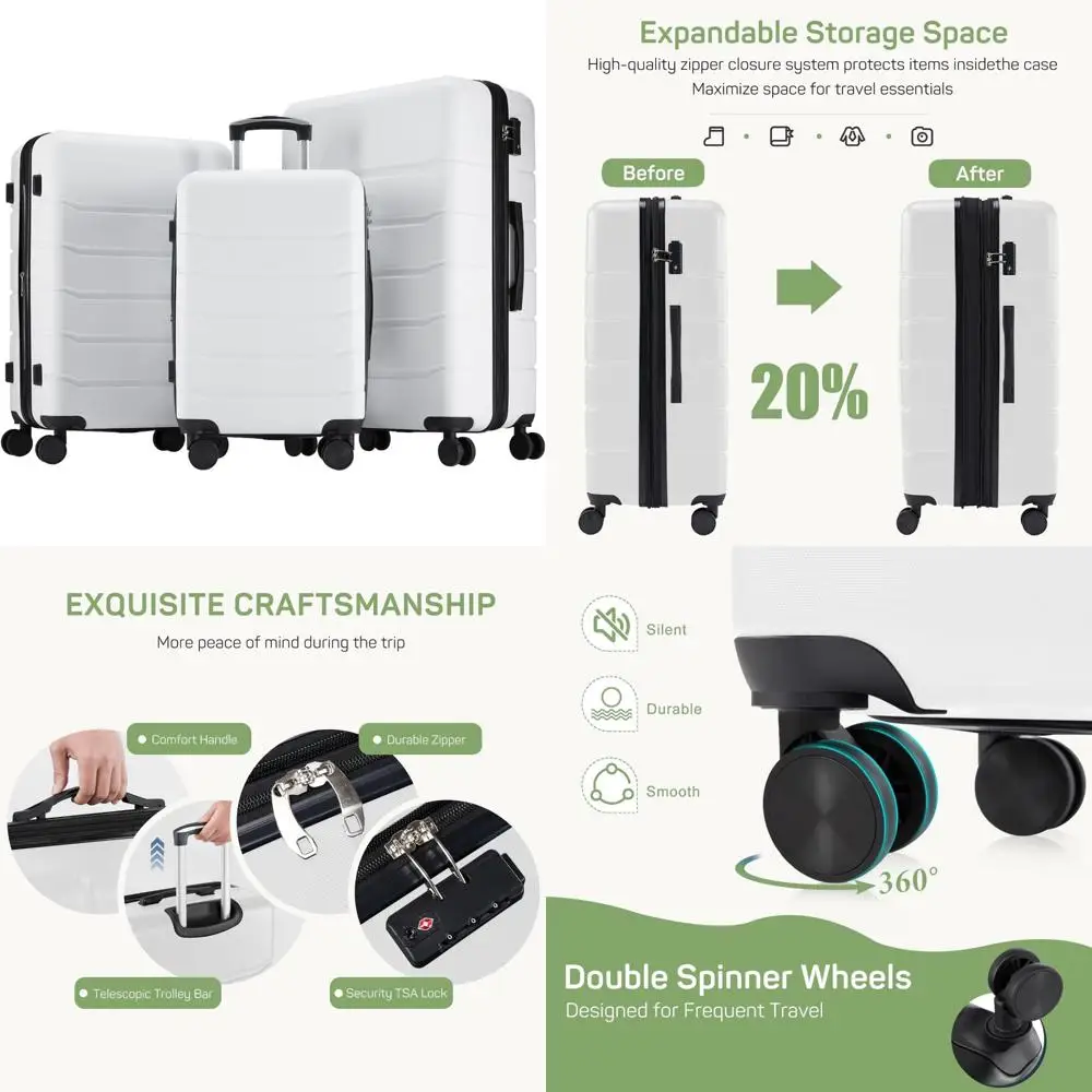 

White 20-24-28 Inch Luggage Set for Travel and Storage with Stylish Design