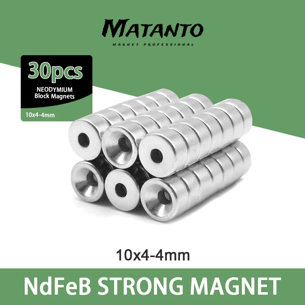 

30/50/100PCS 10*4-4mm Permanent NdFeB Strong Magnets 10x4 mm Hole 4 mm Round Countersunk Neodymium Magnetic Magnet