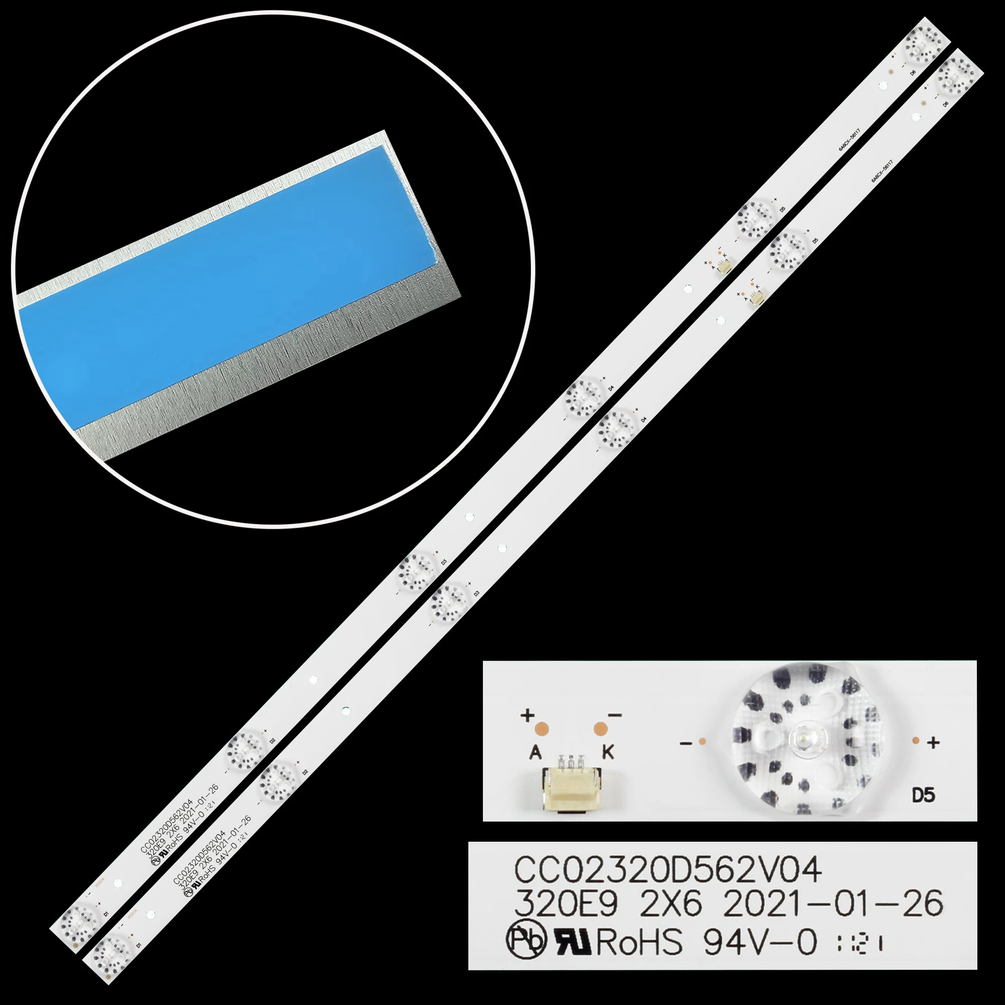 Strip Lampu Latar LED TV untuk HI 32HT101W 32HT101X AMCV LE-32ZTH07 Band Penggaris Vaz 32E9 2X6 16/3/18 CC02320D562V08